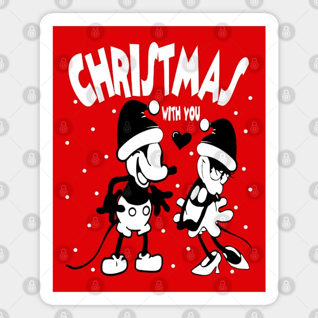Christmas Steamboat Willie Couple Magnet by Megadorim